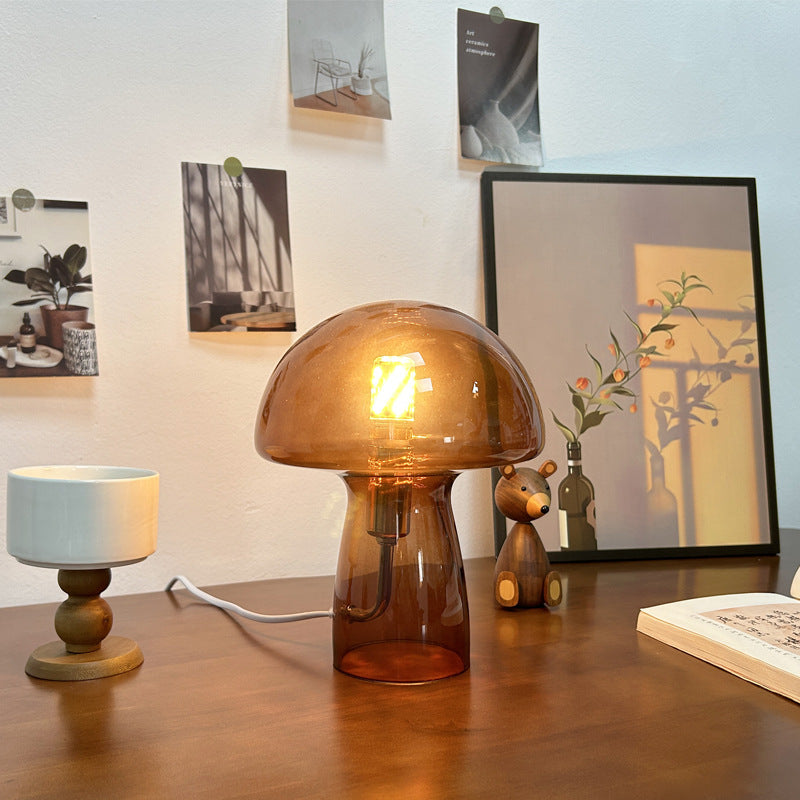 Nova Glass Mushroom Bedside Table Lamp