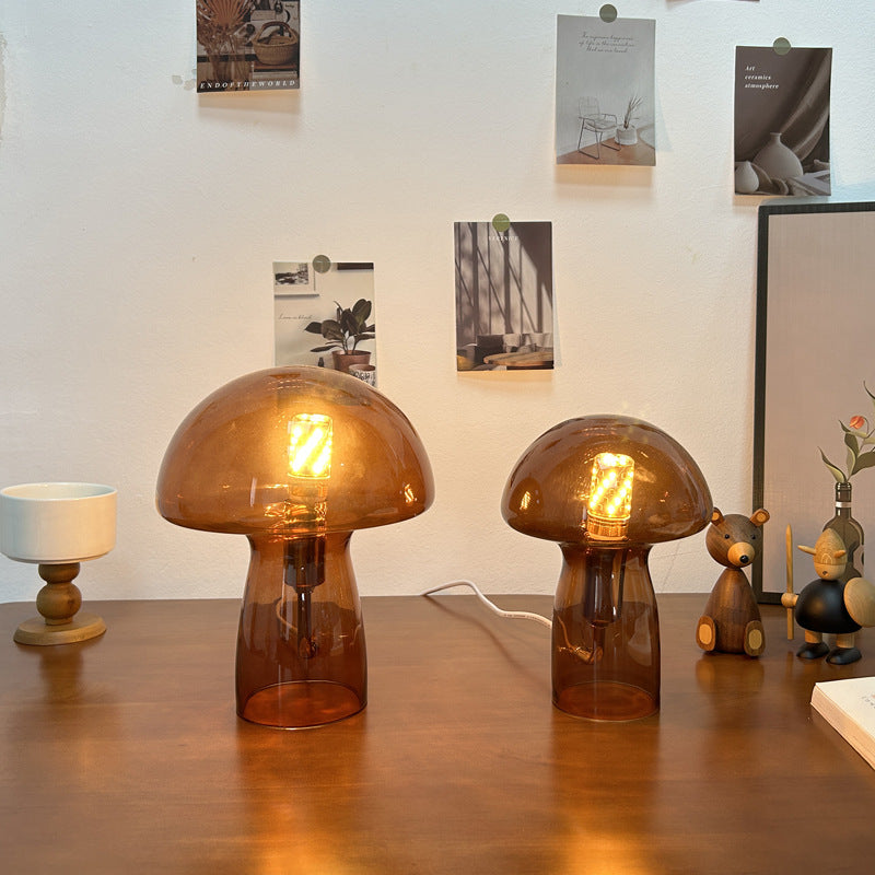 Nova Glass Mushroom Bedside Table Lamp