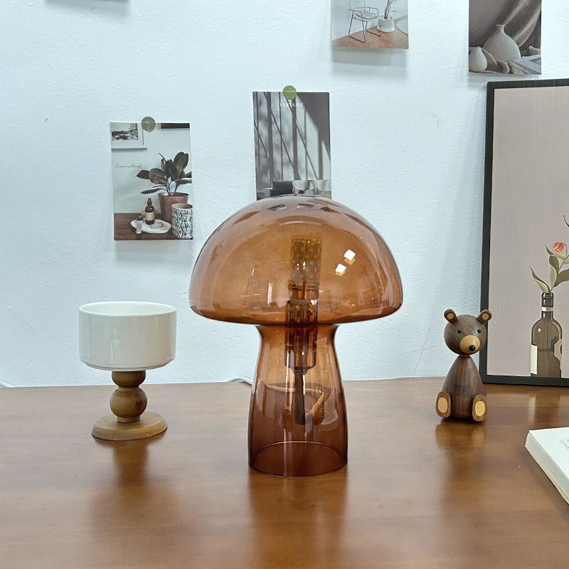 Nova Glass Mushroom Bedside Table Lamp