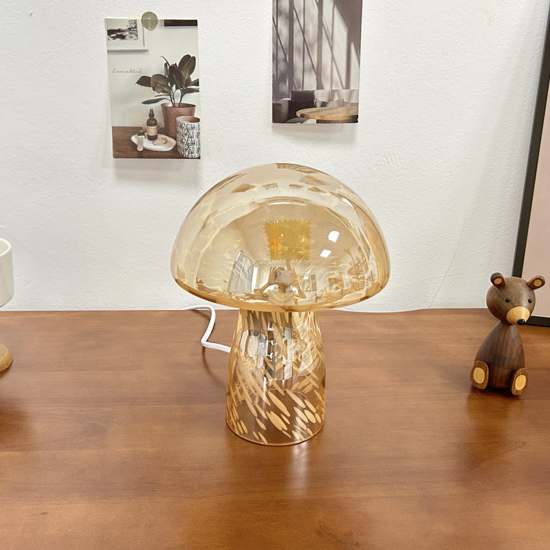 Nova Glass Mushroom Bedside Table Lamp