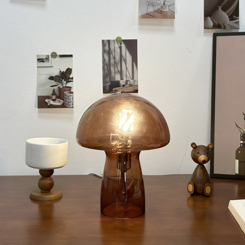 Nova Glass Mushroom Bedside Table Lamp